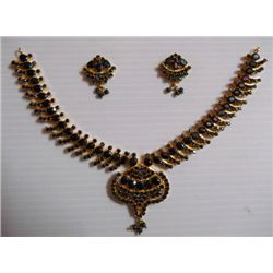 219.85 CTW GOLD PLATED SAPPHIRE NECKLACE AND EARRING SE