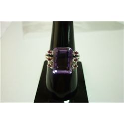 28.0 CTW Amethys and Tourmiline Cut fine ring .925 STER