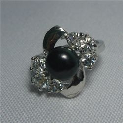 NOBLE BLACK PEARL CZ RING;