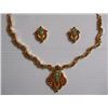 Image 1 : 160.15 CTW GOLD PLATED EMERALD AND RUBY NECKLACE AND EA