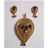 Image 1 : 122.15 CTW GOLD PLATED SAPPHIRE/EMERALD/ RUBY PENDANT A