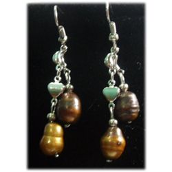 PURPLE CARNELIAN ROUND EMERALD CUT AND WHITE PEARL DANG