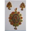 Image 1 : 90.25 CTW GOLD PLATED RUBY/EMERALD/SAPPHIRE PENDANT AND