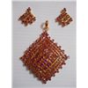 Image 1 : 195.45 CTW GOLD PLATED RUBY PENDANT AND EARRING SET STE