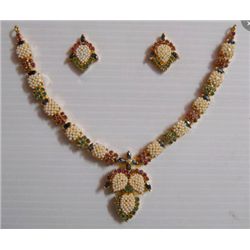 153.40 CTW GOLD PLATED PEARL/RUBY/SAPPHIRE/EMERALD NECK