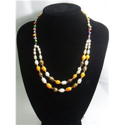 225CTW DOUBLE STRAND CHAMPAGNE AND WHITE PEARL WITH MUL