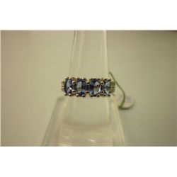 18.75 ctw Tanzanite and Diamond  Ring .925 Sterling Sil
