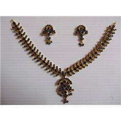 164.95 CTW GOLD PLATED SAPPHIRE NECKLACE AND EARRING SE