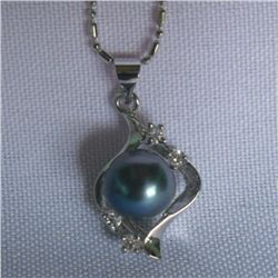 CLASSIC BLUISH PEARL CZ NECKLACE; AUTHENTIC PHILIPPINE