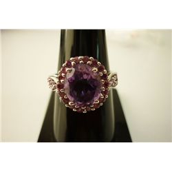 18.00 ctw Amethys and Tourmiline Cut fine ring .925 STE