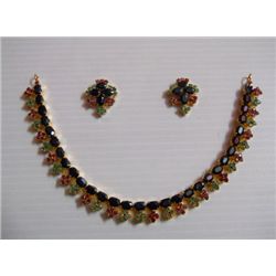 147.85 CTW GOLD PLATED SAPPHIRE/EMERALD/RUBY NECKLACE A