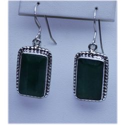 55.05 CTW EMERALD EARRINGS .925 STERLING SILVER