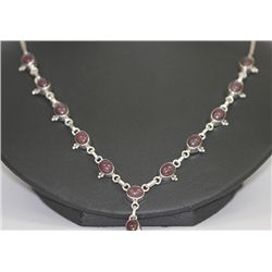 87.05 CTW RUBY NECKLACE .925 STERLING SILVER