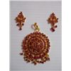 Image 1 : 86.10 CTW GOLD PLATED RUBY PENDANT AND EARRING SET STER