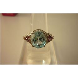 28.00 ctw BLUE TOPAZ and tourmiline Cut fine ring .925