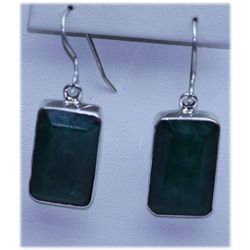 48.45 CTW EMERALD EARRINGS .925 STERLINGSILVER