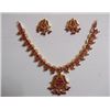 Image 1 : 202.30 CTW GOLD PLATED RUBY NECKLACE AND EARRING SET ST