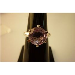 17.00 CTW Amethyst single big round Ring .925 Sterling