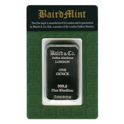 Rhodium Bars: Baird Mint One Ounce Rhodium Bar