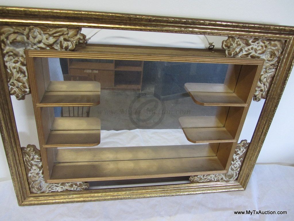 Vintage Gold Wood Mirror & Display Shadow Box