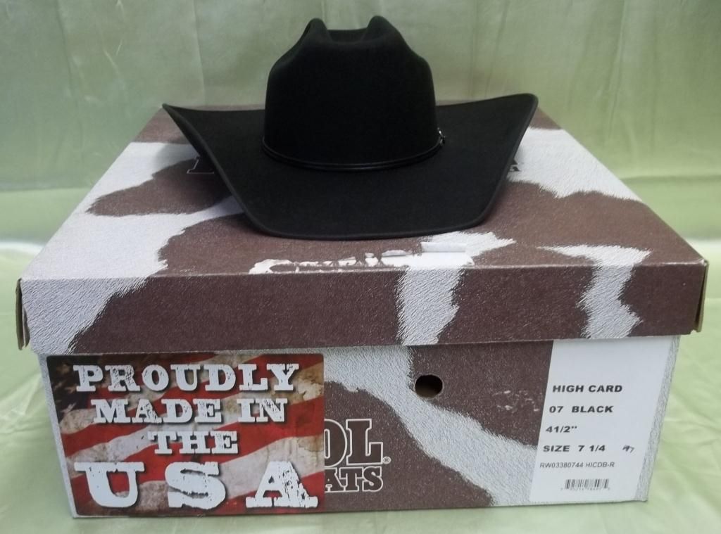 NIB Resistol High Card B Black Cowboy Hat 71/4