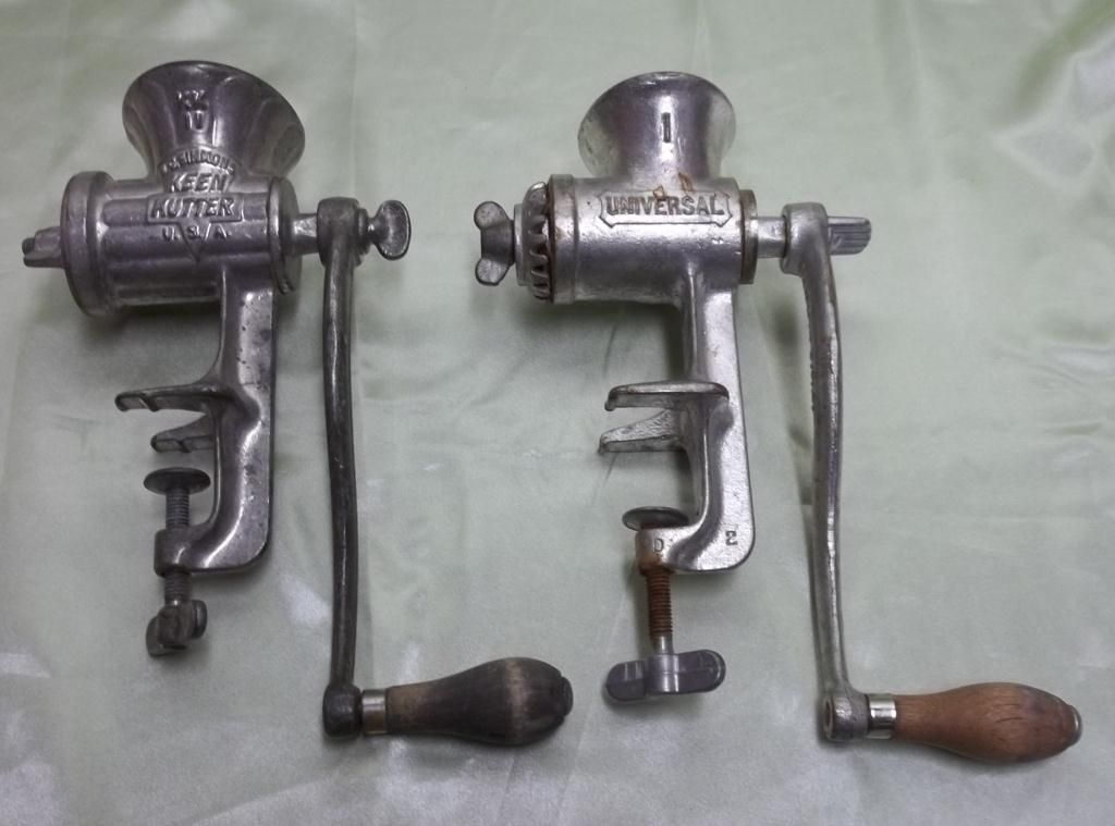 2 Vintage Meat Grinders Universal & Keen Kutter