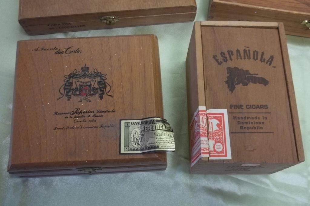 6 Assorted Wood Cigar Boxes 5 Hinged Lids