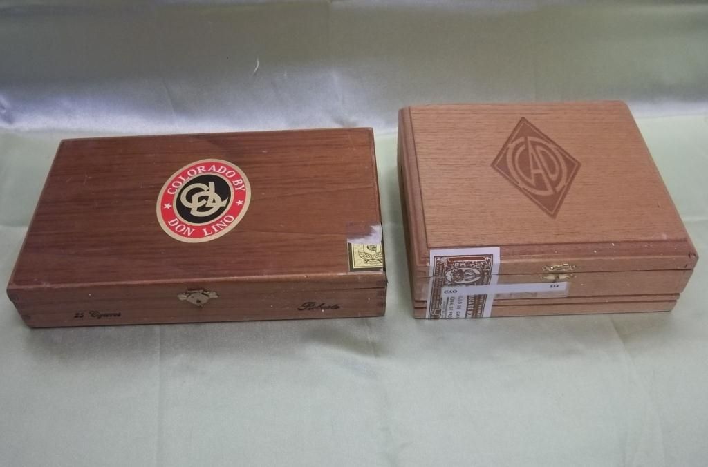 6 Assorted Wood Cigar Boxes 5 Hinged Lids