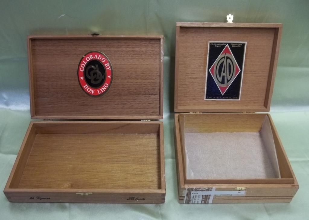 6 Assorted Wood Cigar Boxes 5 Hinged Lids