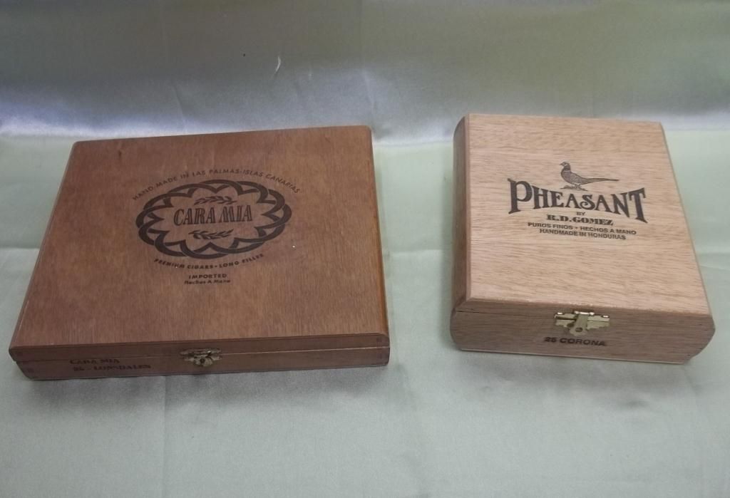6 Assorted Wood Cigar Boxes 5 Hinged Lids