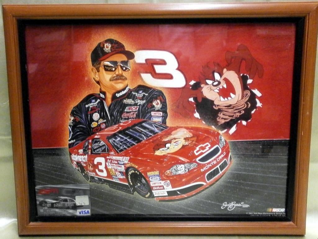 Dale Earnhardt & Taz - Sam Bass Framed Print