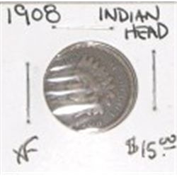 1908 INDIAN HEAD PENNY RED BOOK VALUE IS $15.00 *RARE EXTRA FINE GRADE*!!