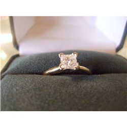 1/2 CARAT SOLITAIRE PRINCESS CUT DIAMOND RING, 14K GOLD