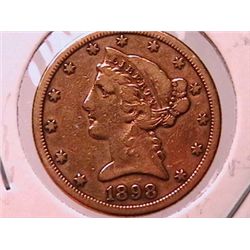 1898-S $5 Gold Liberty F12