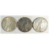 Image 2 : ( 3 ) NICE  CIRCULATED PEACE SILVER DOLLARS