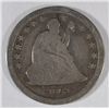 Image 1 : 1862  Seated Liberty quarter   VG+ GREAT CIVIL WAR ITEM