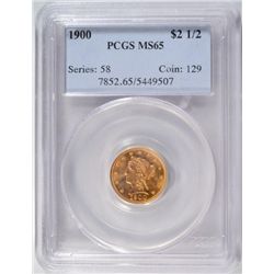 1900 $2 1/2 Gold PCGS65  GS = $1900