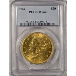 1904 $20 Liberty Gold PCGS MS-64 Nice!