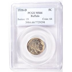 1938D Buffalo nickel  PCGS66