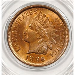 1896 INDIAN ONE CENT GEM BU MOSTLY RED