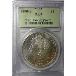 1880-S MORGAN DOLLAR PCGS MS64 GREEN LABEL