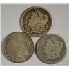 Image 1 : ( 3 ) THREE CIRCULATED MORGAN SILVER DOLLARS