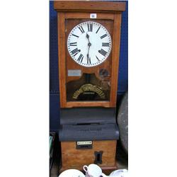 A 1920`s clocking in clock, made by `The National Time Recorder Ltd, in working order, (The card mec