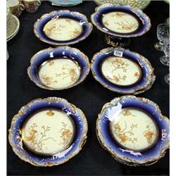 A nine piece, early 20thC Limoges, gilded decoration dessert set, made by R. Delinieres & Co, Limoge