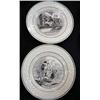 Image 1 : Two French porcelain, transfer printed plates, one with a Napoleonic solider at his family's side.