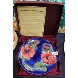 A Moorcroft year plate, for the first year they were made, 1982, Ltd Edition no 9 of 200 only, in th