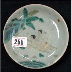 An Oriental small plate decorated with Erotic scene.