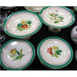 A hand painted, floral design Porcelain dessert set`, c1900.