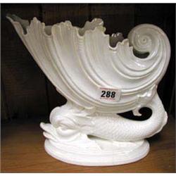 A Derby, white vase with dolphin to base, a/f.