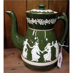 A W&R, Carltonware, Green coffee pot, decorated with dancing maidens.